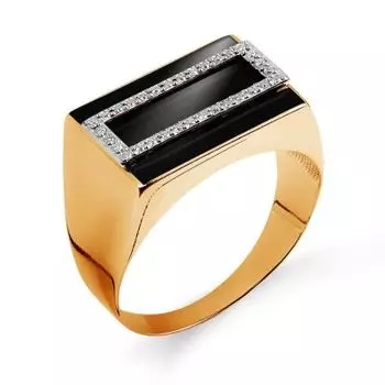 Кольцо с эмалью и фианитами Линии Любви