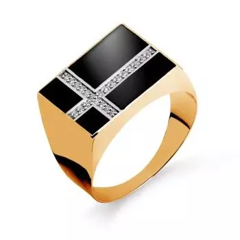 Кольцо с эмалью и фианитами Линии Любви