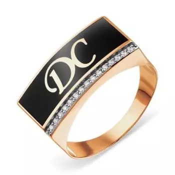 Кольцо с эмалью и фианитами Линии Любви