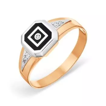 Кольцо с эмалью и фианитами Линии Любви