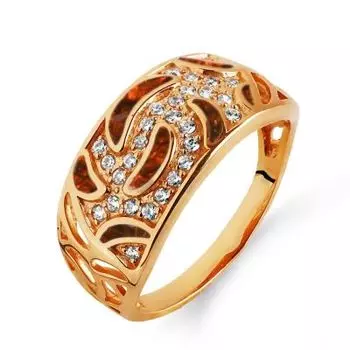 Кольцо с эмалью и фианитами Линии Любви