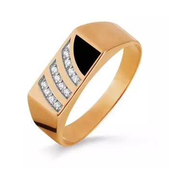 Кольцо с эмалью и фианитами Линии Любви