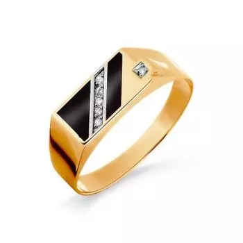 Кольцо с эмалью и фианитами Линии Любви