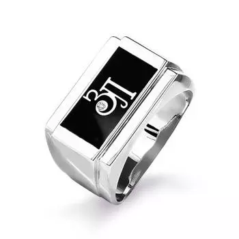 Кольцо с эмалью и фианитом Линии Любви