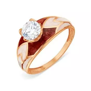 Кольцо с эмалью и фианитом Premium Линии Любви