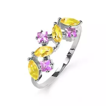 Кольцо с аметистами и цитринами Линии Любви