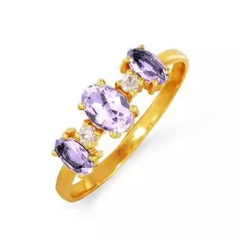 Кольцо с аметистами и фианитами Линии Любви
