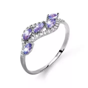 Кольцо с аметистами и фианитами Линии Любви
