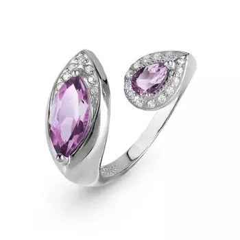 Кольцо с аметистами и фианитами Линии Любви