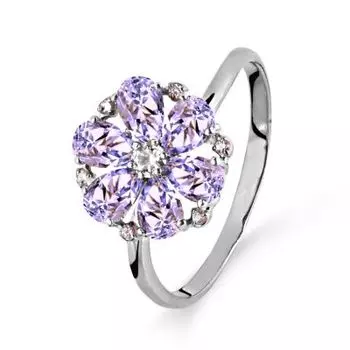 Кольцо с аметистами и фианитами Линии Любви