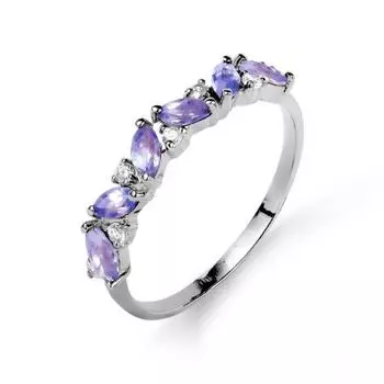 Кольцо с аметистами и фианитами Линии Любви