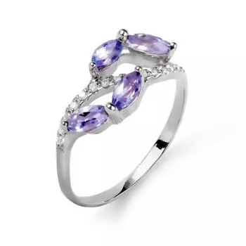 Кольцо с аметистами и фианитами Линии Любви