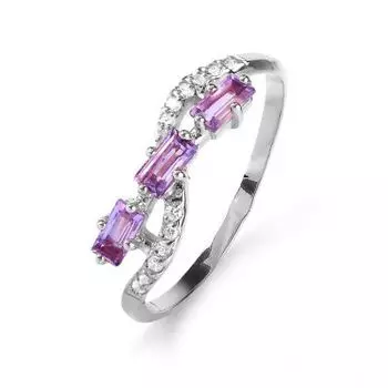 Кольцо с аметистами и фианитами Линии Любви