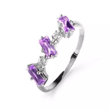 Кольцо с аметистами и фианитами Линии Любви