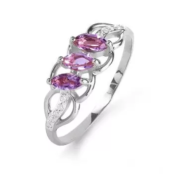 Кольцо с аметистами и фианитами Линии Любви