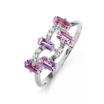 Кольцо с аметистами и фианитами Линии Любви