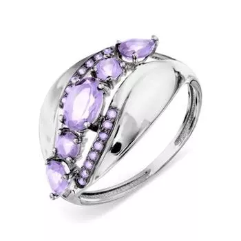 Кольцо с аметистами и фианитами Линии Любви