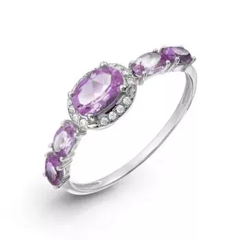 Кольцо с аметистами и фианитами Линии Любви