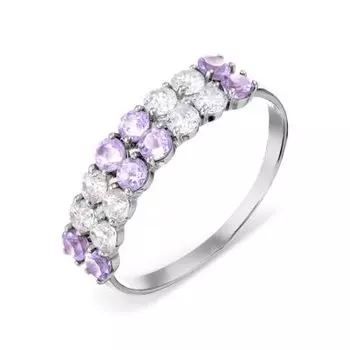 Кольцо с аметистами и фианитами Линии Любви