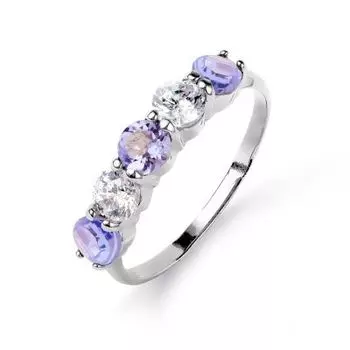 Кольцо с аметистами и фианитами Линии Любви