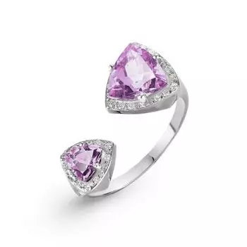 Кольцо с аметистами и фианитами Линии Любви