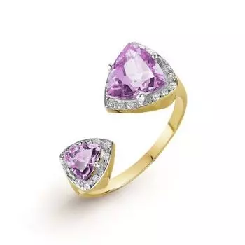 Кольцо с аметистами и фианитами Линии Любви