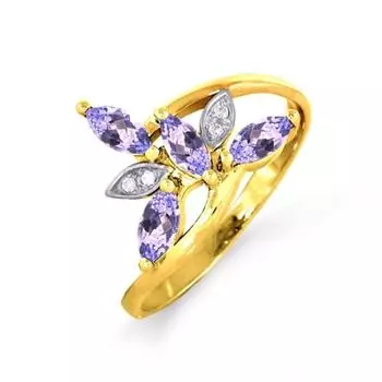 Кольцо с аметистами и фианитами Линии Любви