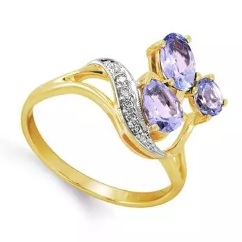 Кольцо с аметистами и фианитами Линии Любви