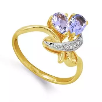 Кольцо с аметистами и фианитами Линии Любви
