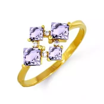 Кольцо с аметистами и фианитами Линии Любви