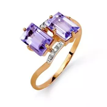 Кольцо с аметистами и фианитами Линии Любви