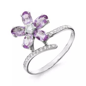 Кольцо с аметистами и фианитами Линии Любви