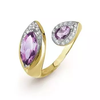 Кольцо с аметистами и фианитами Линии Любви