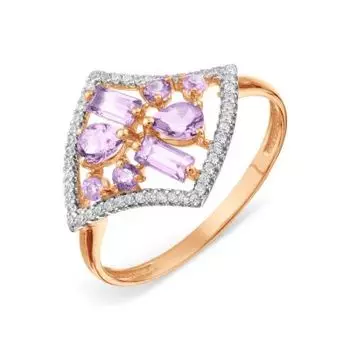 Кольцо с аметистами и фианитами Линии Любви
