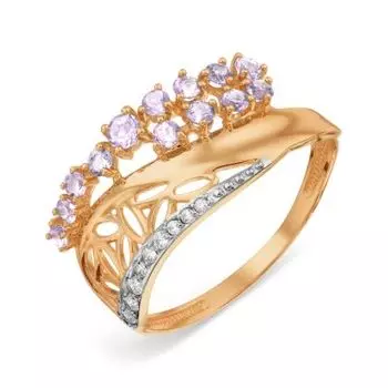 Кольцо с аметистами и фианитами Линии Любви