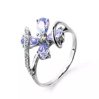 Кольцо с аметистами и фианитами Линии Любви