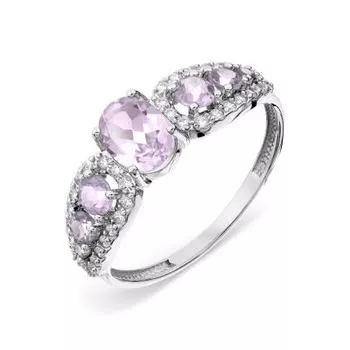 Кольцо с аметистами и фианитами Линии Любви