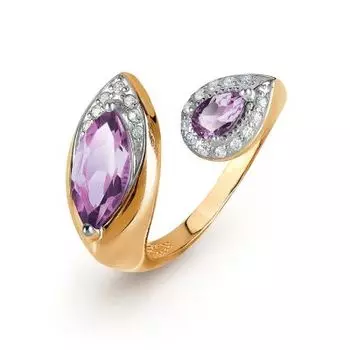 Кольцо с аметистами и фианитами Линии Любви