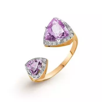 Кольцо с аметистами и фианитами Линии Любви