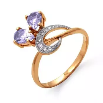 Кольцо с аметистами и фианитами Линии Любви