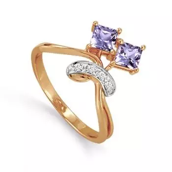 Кольцо с аметистами и фианитами Линии Любви
