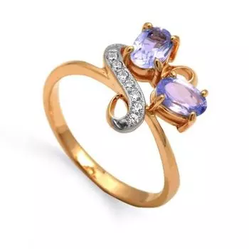 Кольцо с аметистами и фианитами Линии Любви