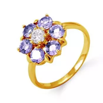 Кольцо с аметистами и фианитом Линии Любви