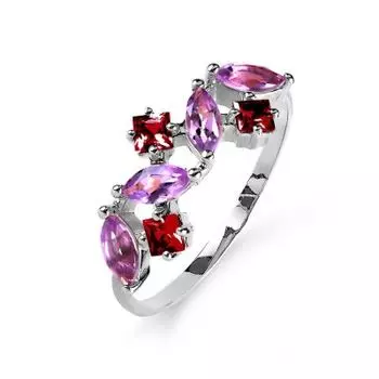 Кольцо с аметистами и гранатами Линии Любви