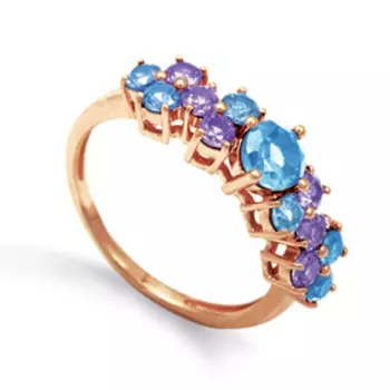 Кольцо с аметистами и топазами Линии Любви