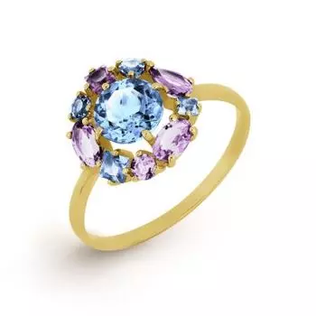 Кольцо с аметистами и топазами Линии Любви