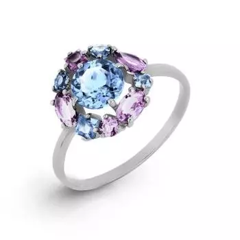 Кольцо с аметистами и топазами Линии Любви