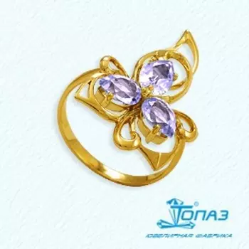 Кольцо с аметистами Линии Любви