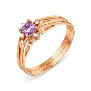Кольцо с аметистом и бриллиантами Линии Любви