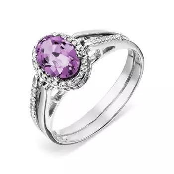 Кольцо с аметистом и бриллиантами Линии Любви